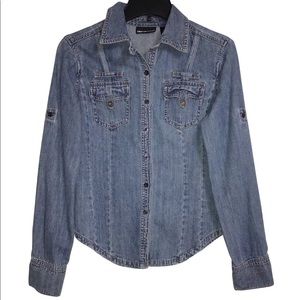 DKNY - Women's S - Blue Denim Long Sleeve Shirt